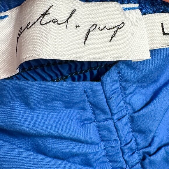 Petal and Pup Lionel Puff Sleeve Mini Dress Women’s L Blue Cotton Smocked - Picture 5 of 8